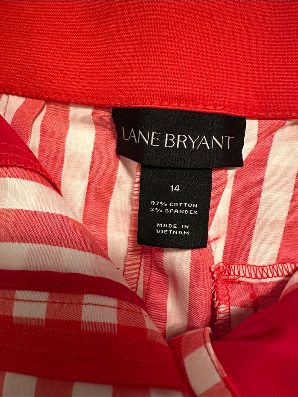 Lane Bryant Red White checked shorts